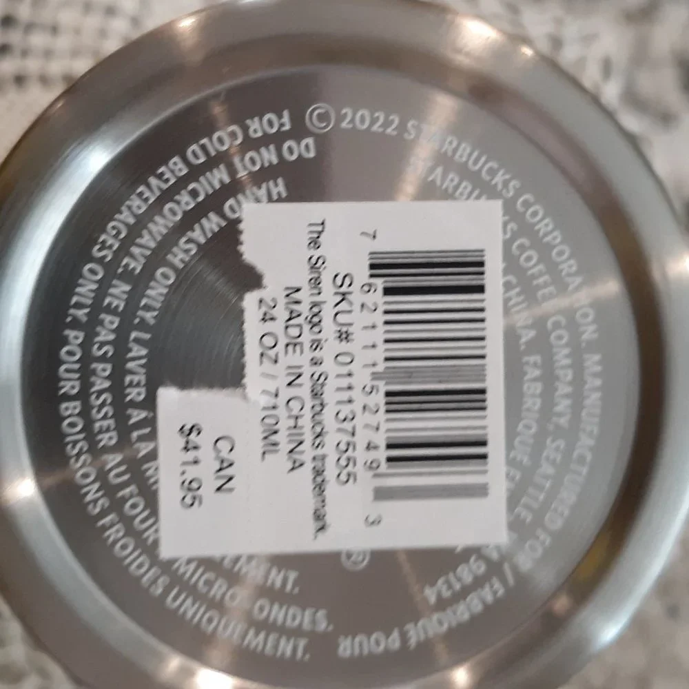 Starbucks Tumbler 2022 Holiday Silver Metal Spiral 24 Oz Cup